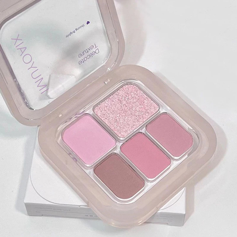 Mini 5 Color Glitter Pink Eye Shadow Palette Silver Black Smoked Shimmer Matte Eyeshadow Palette Waterproof Easy Coloring Makeup 250712