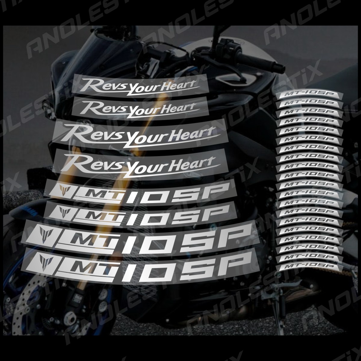 AnoleStix Reflective Motorcycle Wheel Sticker Hub Decal Rim Stripe Tape For YAMAHA MT-10 SP MT10SP