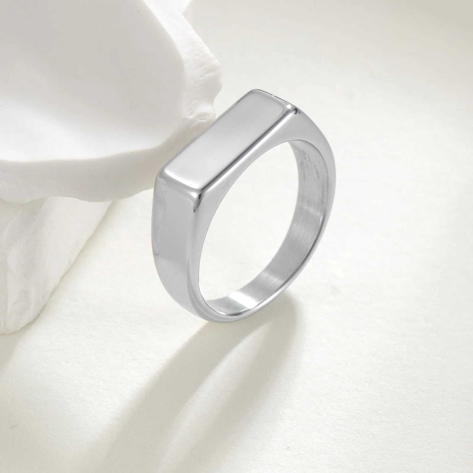 1pc Vintage Simple Mens Stainless Steel Square Ring S250716