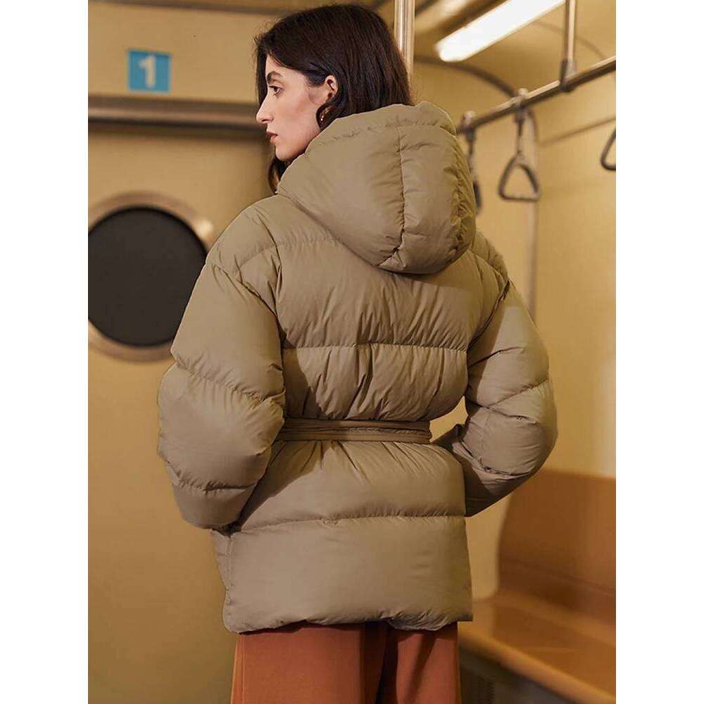 Janveny Fashion Women Jacket 2025 Winter 90% White Duck Down Coat Belted Thick Warm Female Feather Puffer Parkas MDNG
