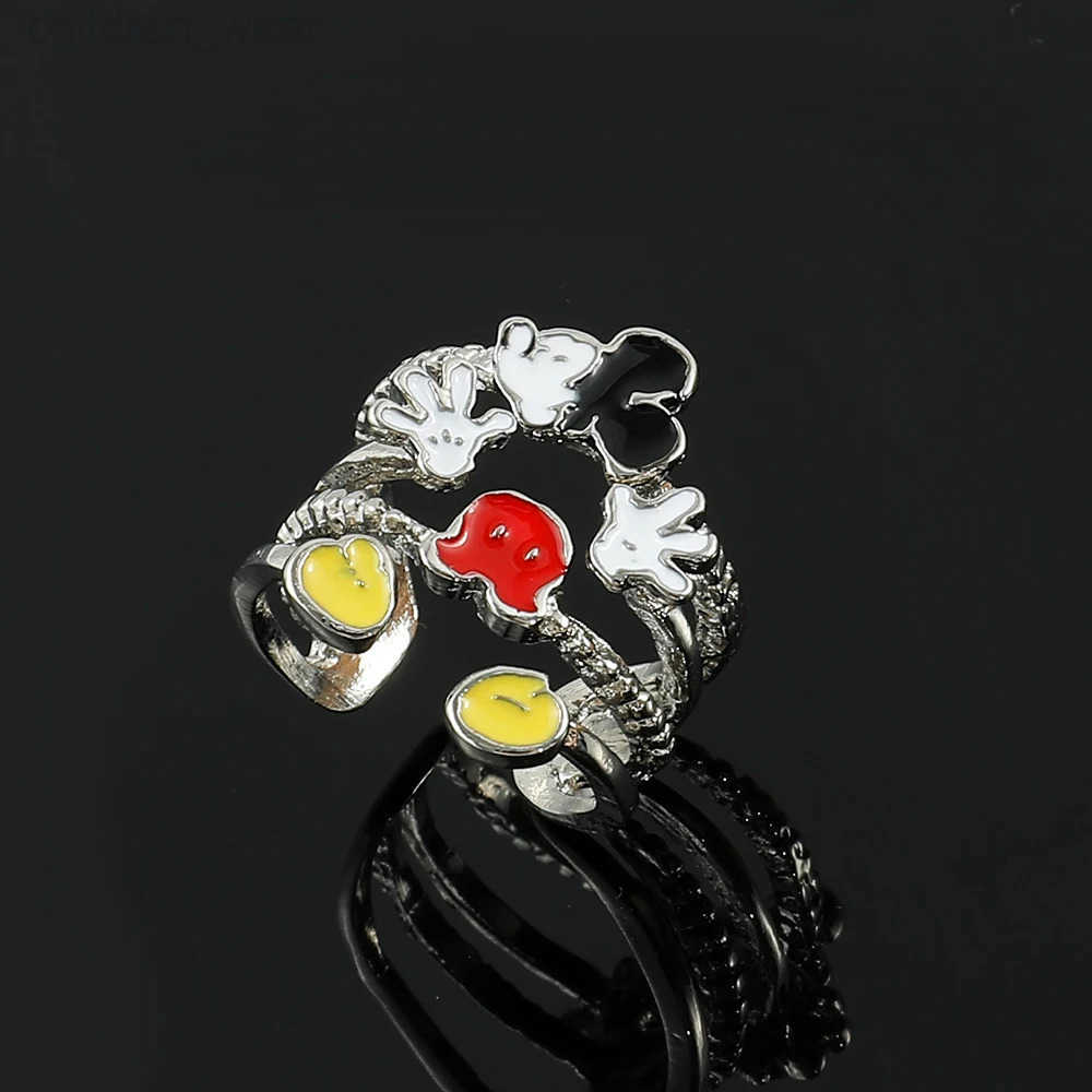 Disney Cute Disney Mickey Mouse Rings Simple Fashion Multi-Storey Mickey Adjustable Open Rings for Girls Women Jewelry Accessories Gifts W20250716