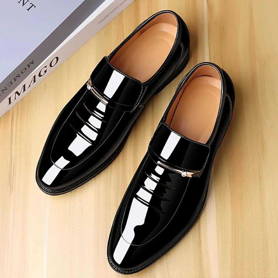 Mens Faux Patent Leather Dress Loafers Business Formal Office Shoes Casual Walking Shoes Slip-on Shoes for Men Y250715