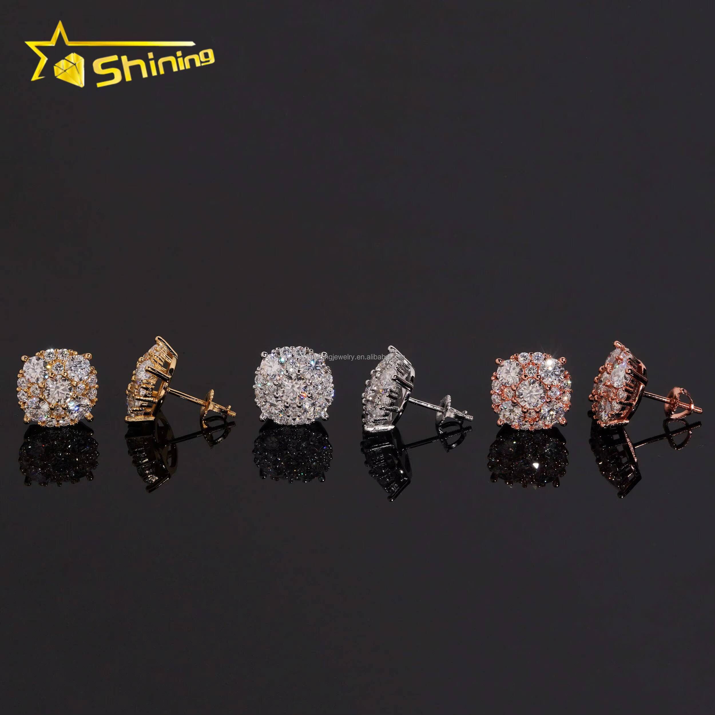 Luxury Fire Hot Selling Fire Moissanite Stud Earrings GRA Certified 925 Sterling Silver Unisex Jewelry 925 Round Stud Earrings