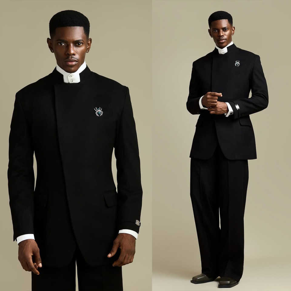 New Wedding Men Suits Stand Up Collar Business Suit Loose Tailor-Made Groom 2-Pcs Coat Pant Formal Occasions Party Plus Size Customized M253447