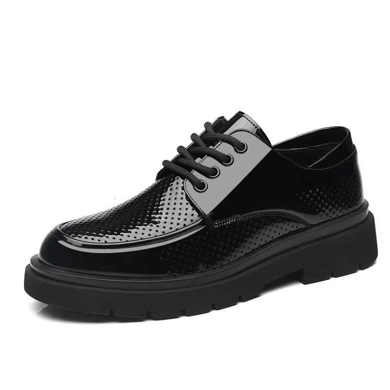 Summer Patent Leather Men Shoes Plus Size Casual Business Formal Shoes Thick Sole Hollow Out Breathable Party Office Oxfords W250716
