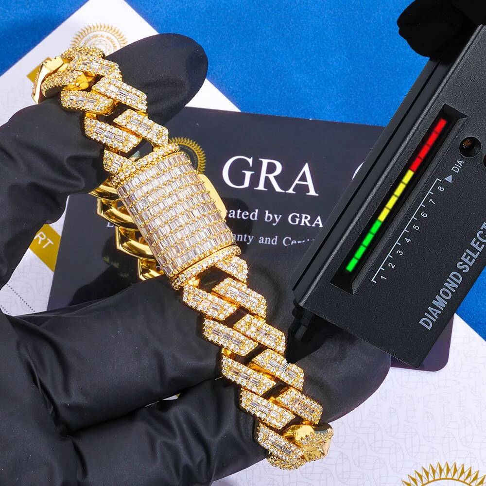 ESKEEM GRA Certified Miami Moissanite Necklace Hip Hop Jewelry Men Cuban Link Chain 925Silver VVS Classic Jewelry Women