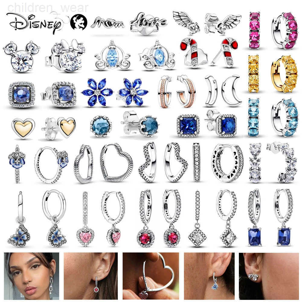 Disney 2025 Disney Sun Moon Double Hoop Earrings Butterfly Heart-Shaped Pendant Earrings Fit The Original DIY Charm Ladies Jewelry Gift W20250716