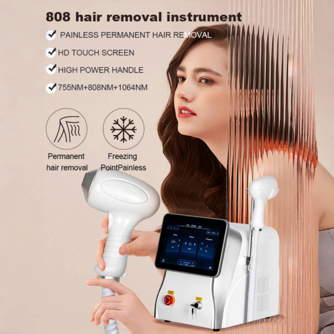 2025 808nm Ice Platinum Laser Epilator Professional 3 wavelength Diode Laser Machine Permanent, safe and painless hair removal for home and beauty sal