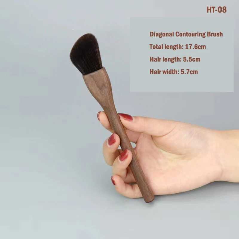 walnut Handle Brushes for Makeup Private Label Vegan High Quality Professional Large Powder Foundation Single Makeup Brush XJ2500716