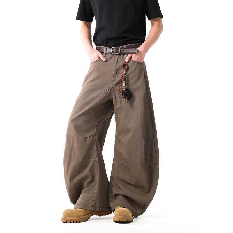 Unisex Brown Loose Fit Wide Leg Casual Pants Sportswear Lounge Joggers Street Fashion Athleisure Trendy Stylish Design Comfort y250716