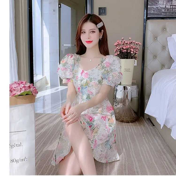 Womens New Style Small Person Looks Slim and Sweet Floral Dress R250716