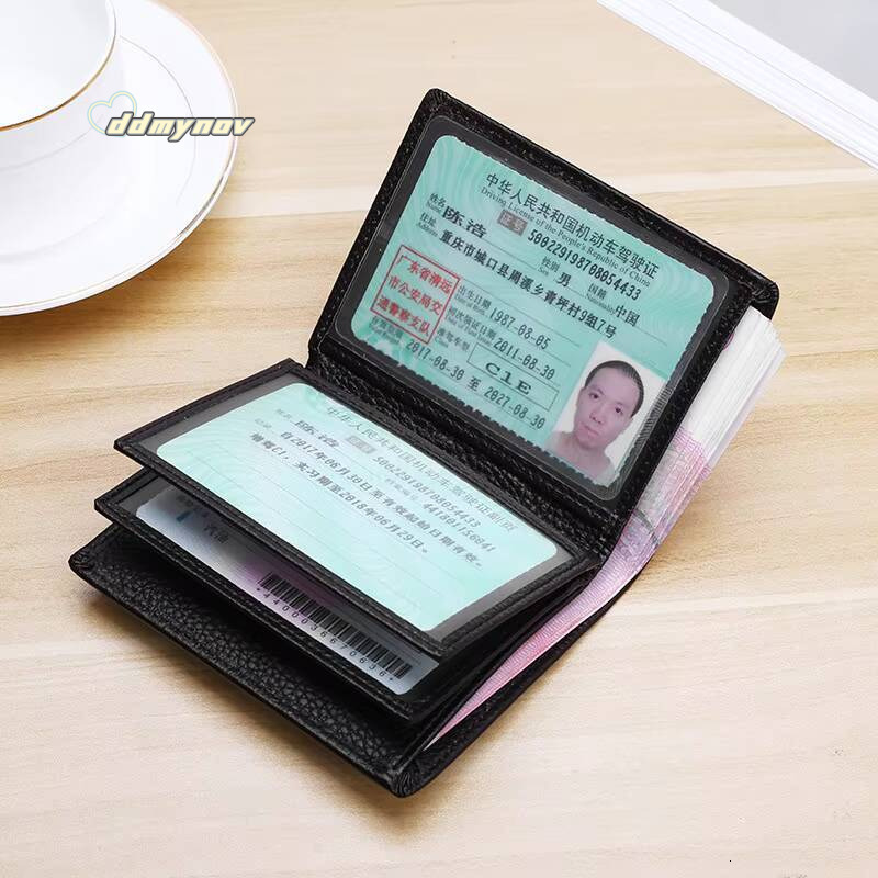 Classical Cowhide Leather Mens Wallets ID Credit Card Holders Short Coin Purses Money Bag Clip Driver License Cover ddmynov
