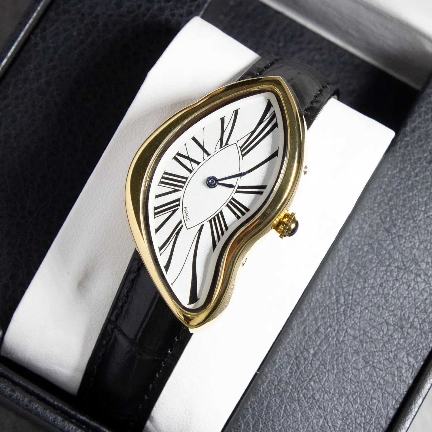 Men Busin Brand Vintage Melted Twisted Creative Genuine Leather Prum M Fashion Quartz Clock as a Gift Y250715