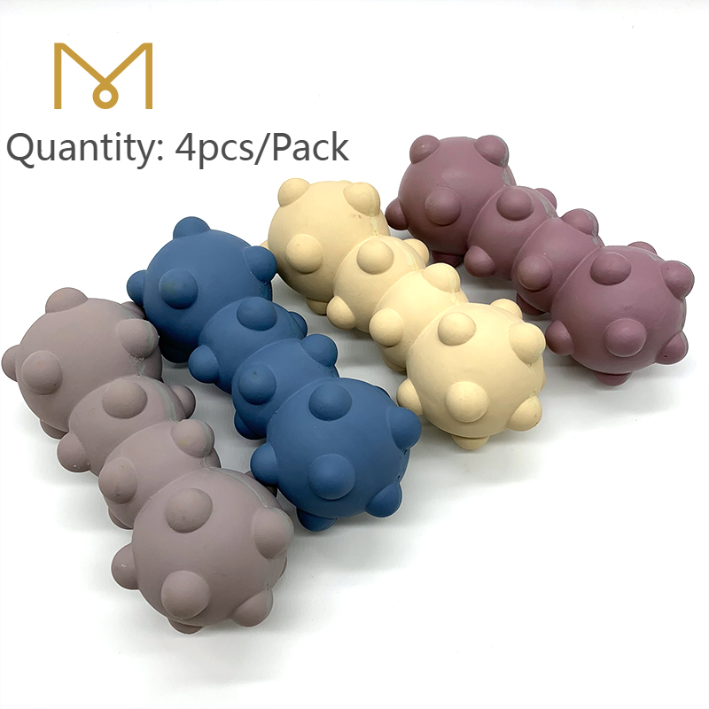 Dog Rubber Chew Bone Toys Squeaky Wholesale Interactive Training Teeth Cleaning Chew Proof Dog Pet Toys 4pcs/Pack