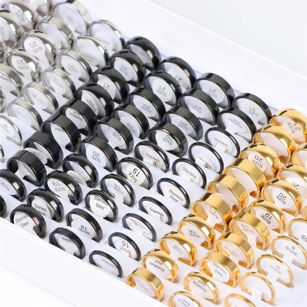 10pcs/lot Multicolor Smooth Stainless Steel Polishing Rings Width 2mm-8mm For Women Men Width 2mm-8mm S250716