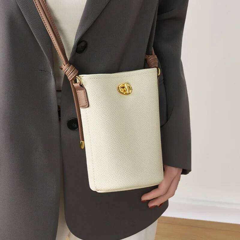 Women's Fashion Genuine Leather Pebbled Bucket Designer Portable Bag Top Layer Cowhide Shoulder Crossbody Ba