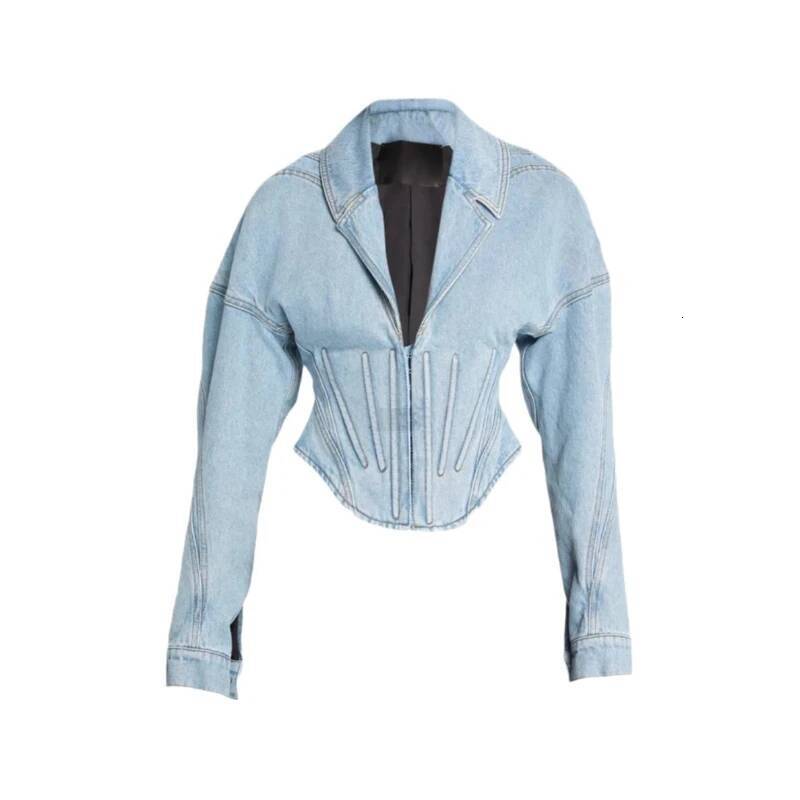 FMIYYOY Design Fishbone Denim Jacket Women's 25 Spring New High-End Design Sense Short Top Regular Style