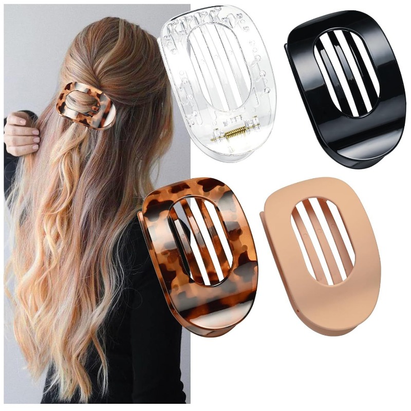 Flat Oval Hairpin Disc Hair Grab Clip Curved Arc Design Hair Accessories