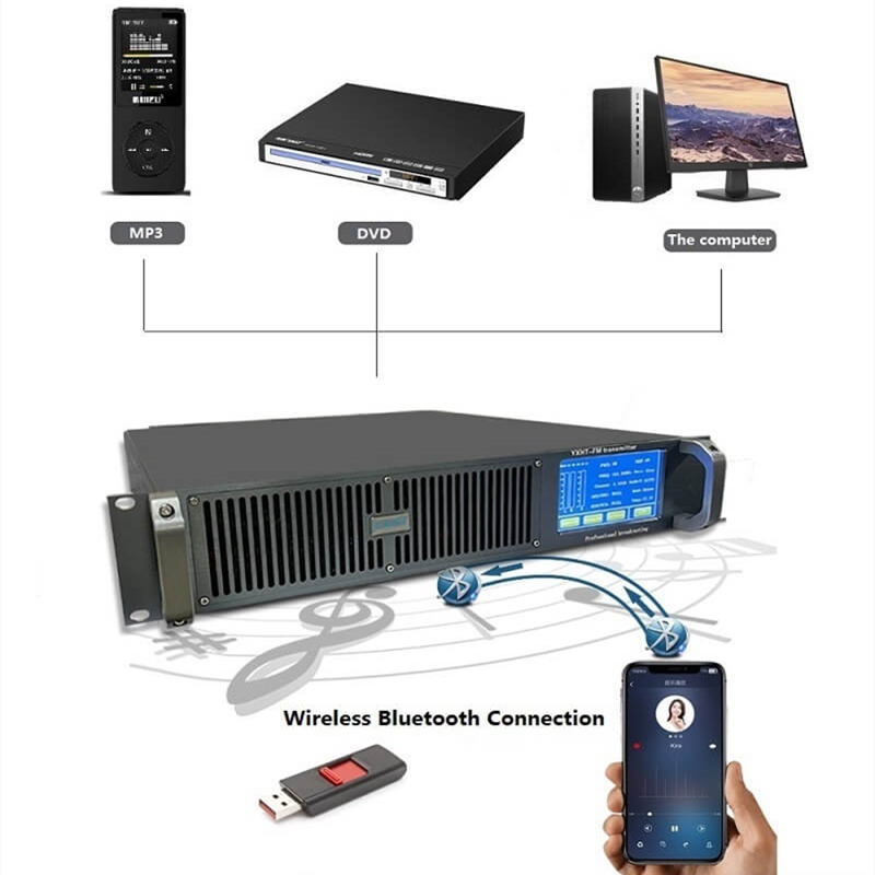 600W FM Transmitter Compatible with 110/220V, Touch Screen, for Church/Community & Mobile Communication Base Stations, AES Inputs & Low Noise