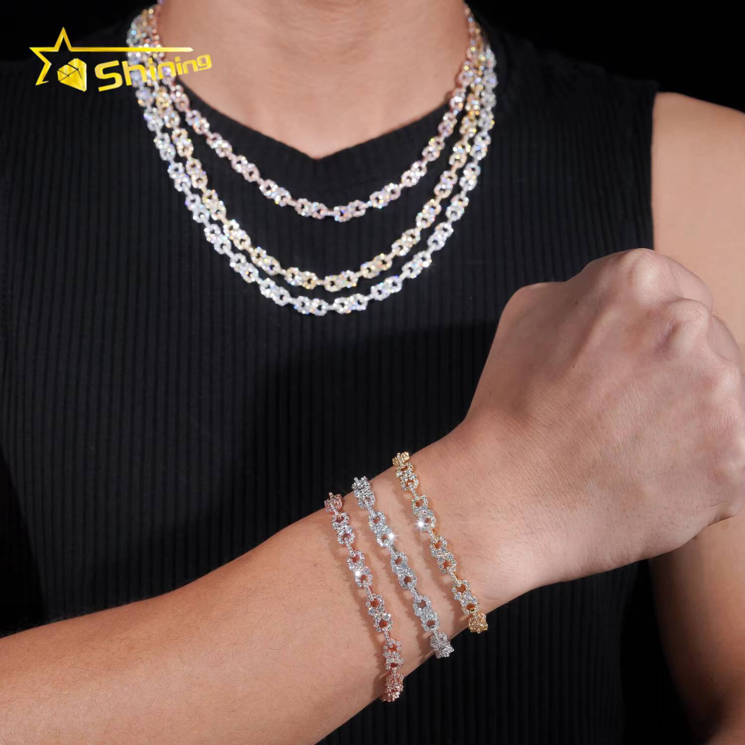 Hip Hop New Arrival Infinity Moissanite Cuban Bracelet 925 Sterling Silver Iced Out Bracelet Moissanite Jewelry Men Women