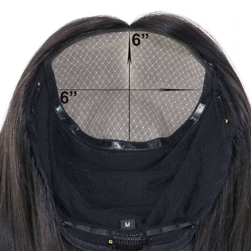 6"x6" Silk Top Natural Straight Reairgin European Human Hair Glueless Wig for Women Soft Breathable Elastic Net Fiber hair