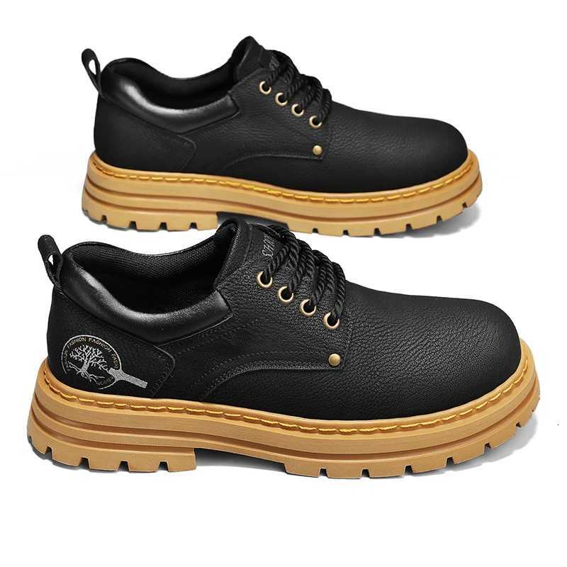 Outdoor Casual British Style Brown Casual Big Head Boots Male Low Top Leather Work Shoes Designer Vintage Ankle Boots for Men W250716