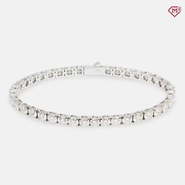 In Stock 5mm Moissanite Bracelet High Quality 925 Silver Iced Out Men Round Brilliant Cut VVS Moissanite Tennis Chain
