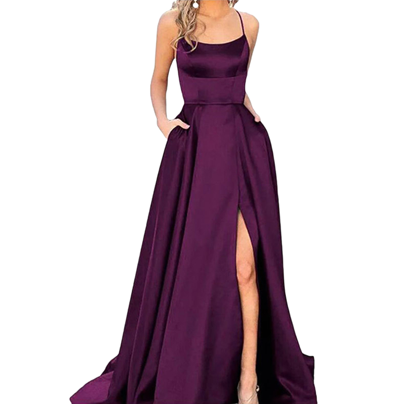 Casual gold mermaid prom gown elegant champagne bridesmaid dresses a line spaghettilong maxi maid of honor gowns wedding guest party