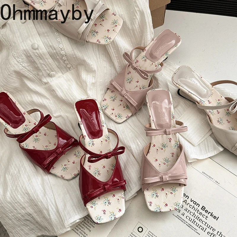 Summer Wedges Heel Women Slippers Fashion Open Toe Butterfly-knot Ladies Dress Slides Lazy Shoes 250712