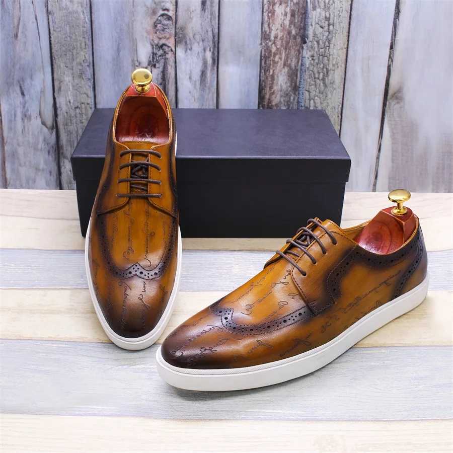 High-end Casual Leather Shoes Classic British Style Handmade Mens Shoes Fashion Comfortable Flat Shoes Mens Dating Party Shoes W250716
