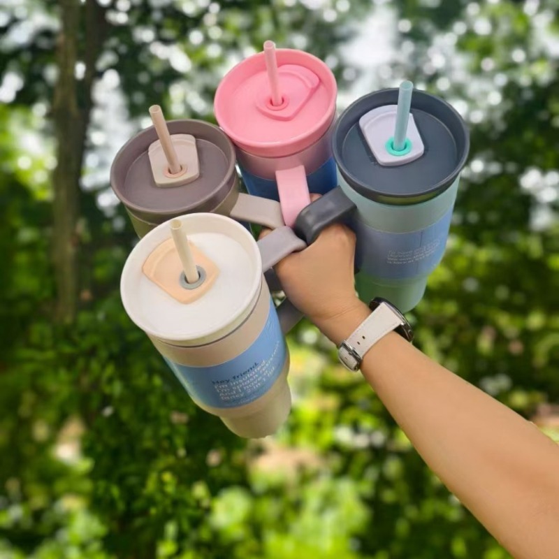 2025 New Owala Durable Stainless Steel Triple Layer Insulated Travel Tumbler with Spill Resistant Lid Straw and Carry Handle BPA Free 40 oz Ice Coffee
