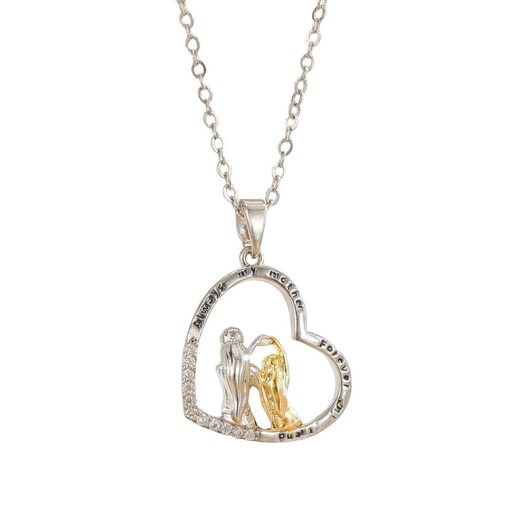 Mother's Day Heart-Shaped Mother-Daughter Love Necklace Light Niche Fashion Jewelry Non-Fading Collarbone Chain 554