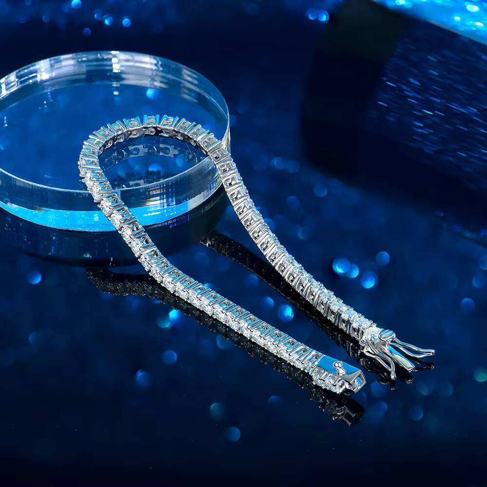 Hot Sale 4mm Hip Hop 925 Sterling Silver VVS Lab Grown Diamond Moissanite Tennis Chain Bracelet