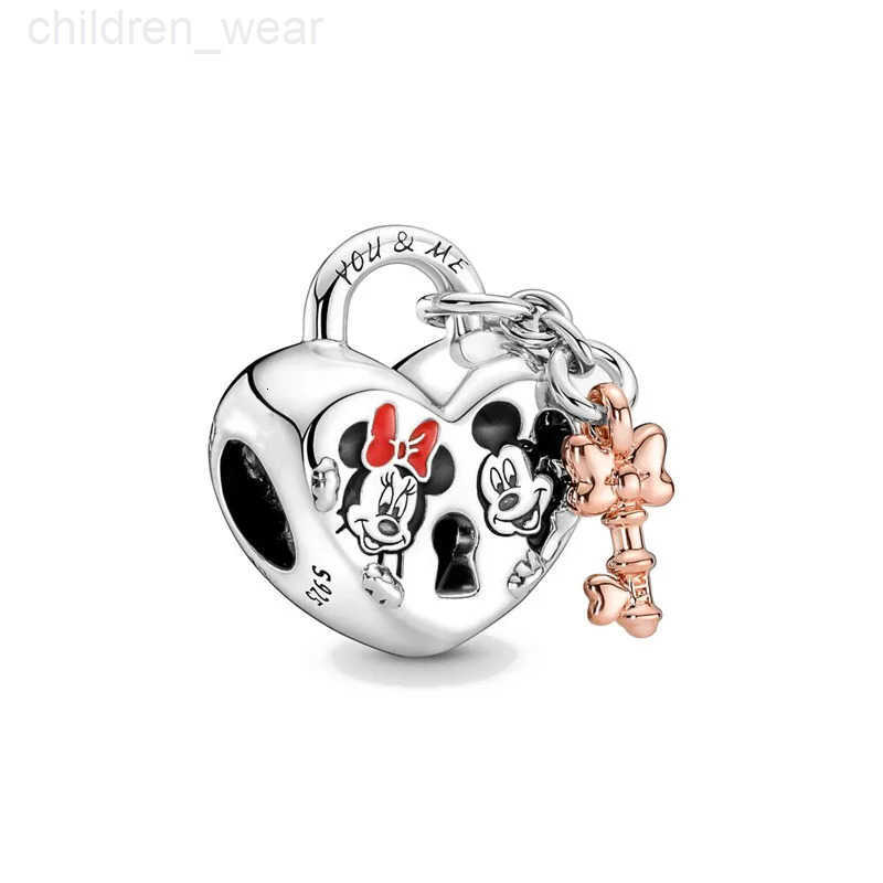 Disney 925 Silver Red Bow Bead Heart Pendant Suitable for European Original Bracelet DIY Accessories Womens Exquisite Jewelry W20250716