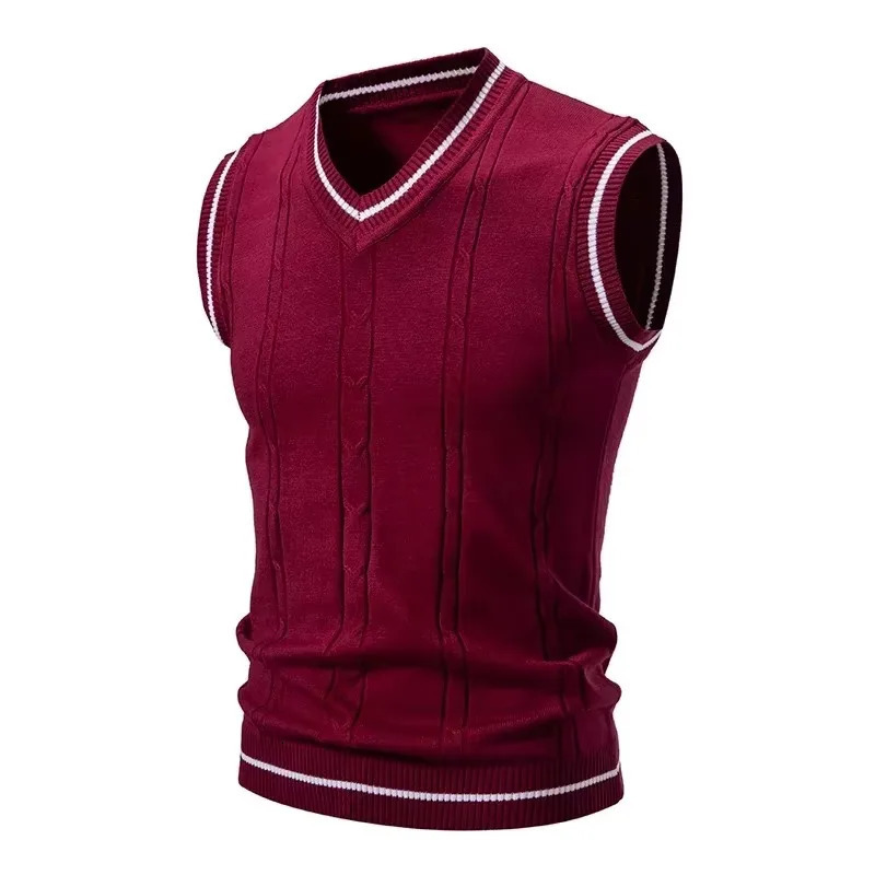 Autumn and Winter Mens Warm Sweater Vest Fashionable Casual College Style Knitted Sweater 250716