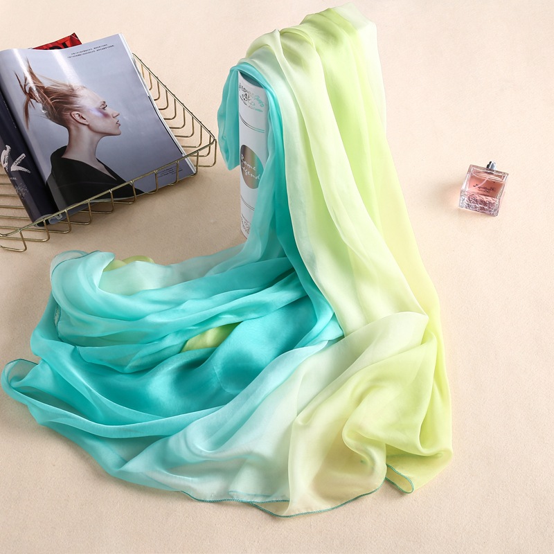 K1372 Silk long scarf, enlarged gradient chiffon sun-proof shawl