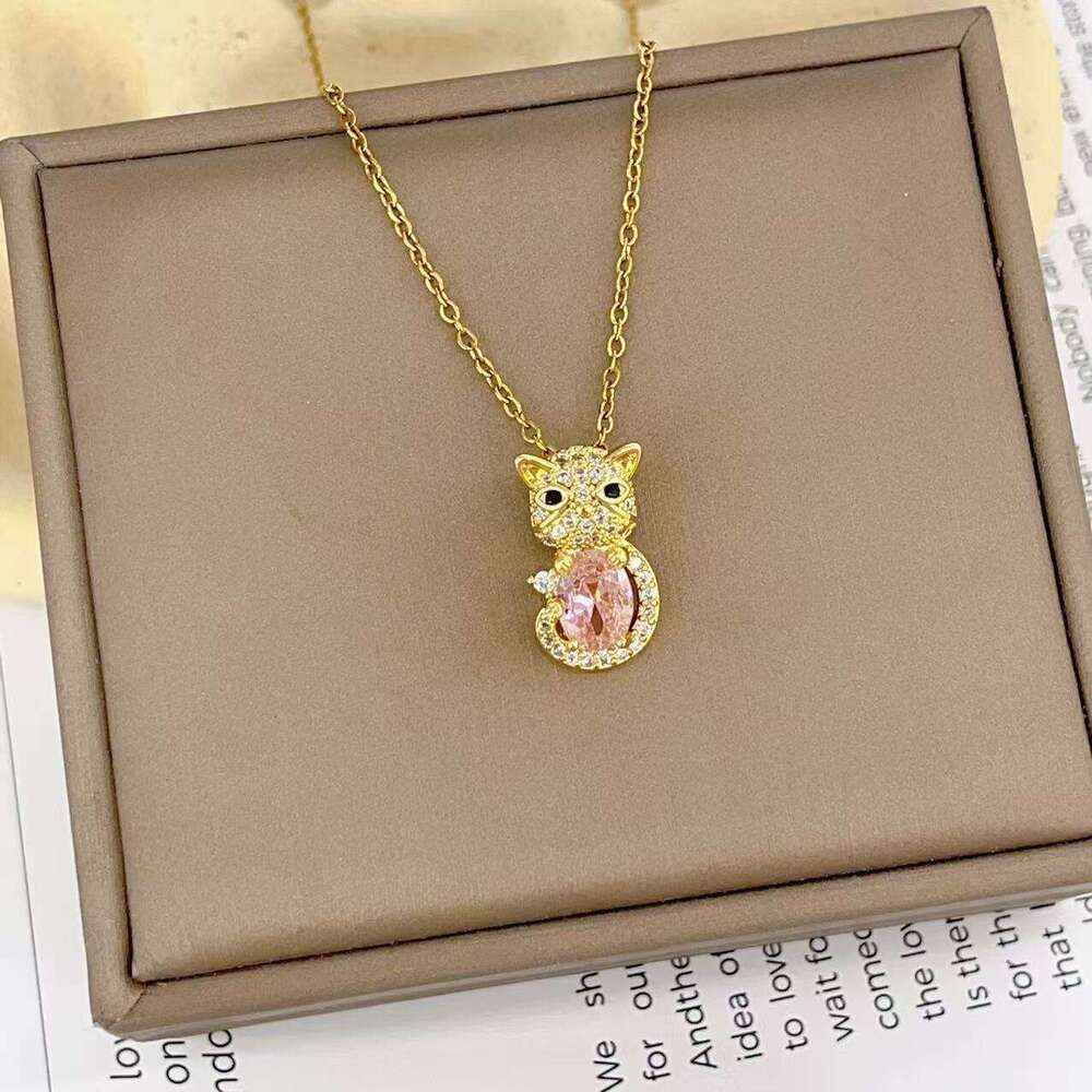 For Women Style Micro Inlaid Cat Personality Korean And Japanese Niche Design New Fashion Jewelry Necklace 5A5