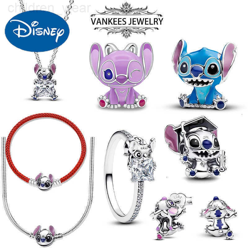 Disney 925 Silver Stitch Charm Hot Sale Suitable for 925 Sterling Silver Original Women Bracelet DIY Jewelry Gift W20250716