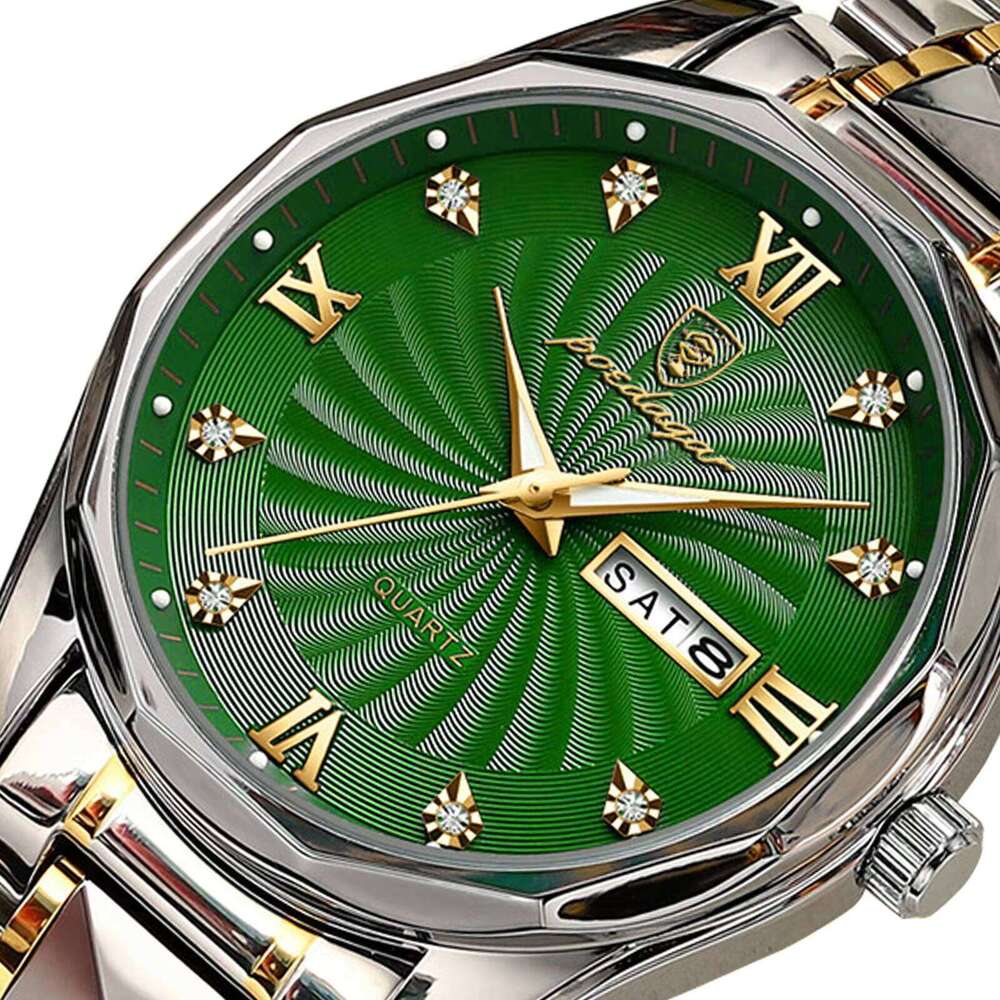 DHwatches Men's Tungsten Steel Watch - 50M Waterproof Business Quartz Wristwatch with Day & Date, Luminous (Model 980)