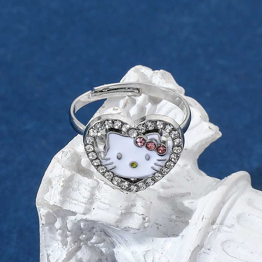 Sanrio Anime Hello Kitty Ring Kawaii Kitty Cinnamoroll Pendant Ring Cute Anime Cartoon Figure KT Cat for Birthday Party Gifts w250716