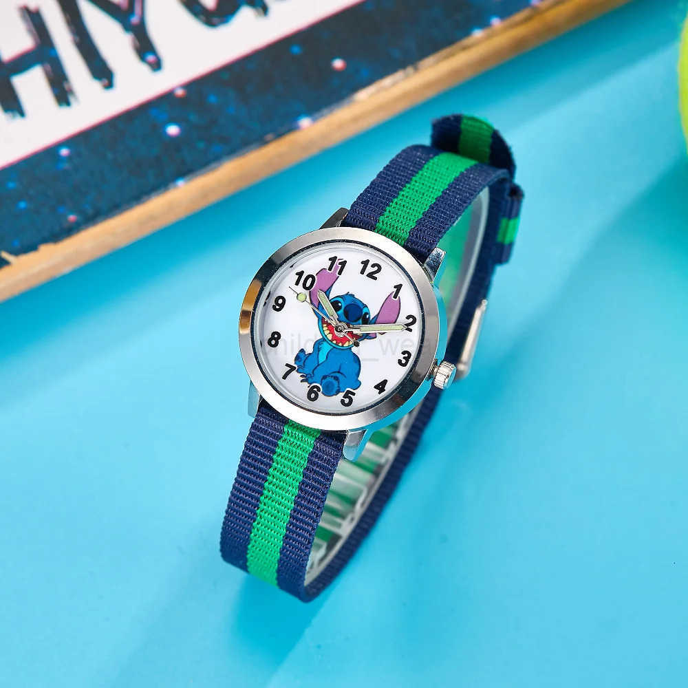 Disney Cartoon Stitch Childrens Watches Girls Canvas Strap Women Quartz Watch Kids Student Ladies Waterproof Clock Gifts W20250716