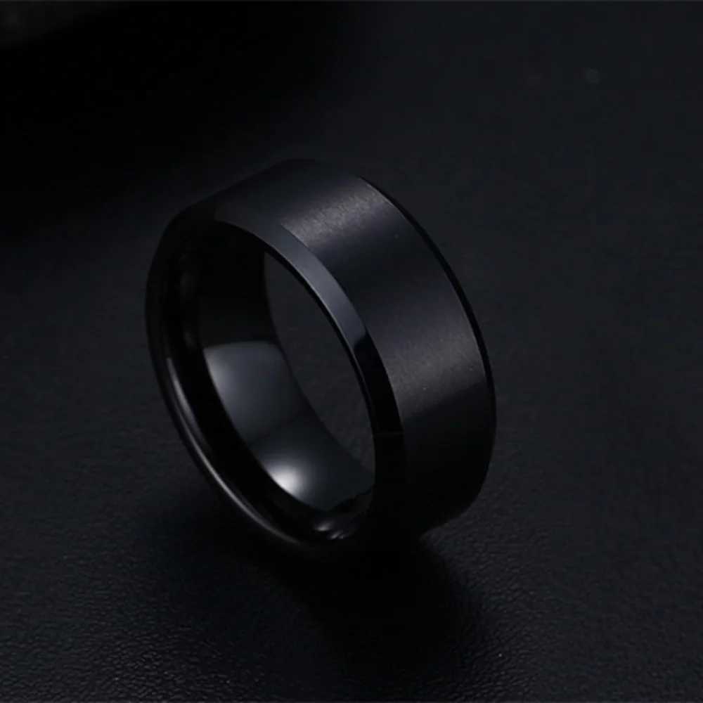 1pc Mens Fashionable Stainless Steel Black Trendy Ring S250716