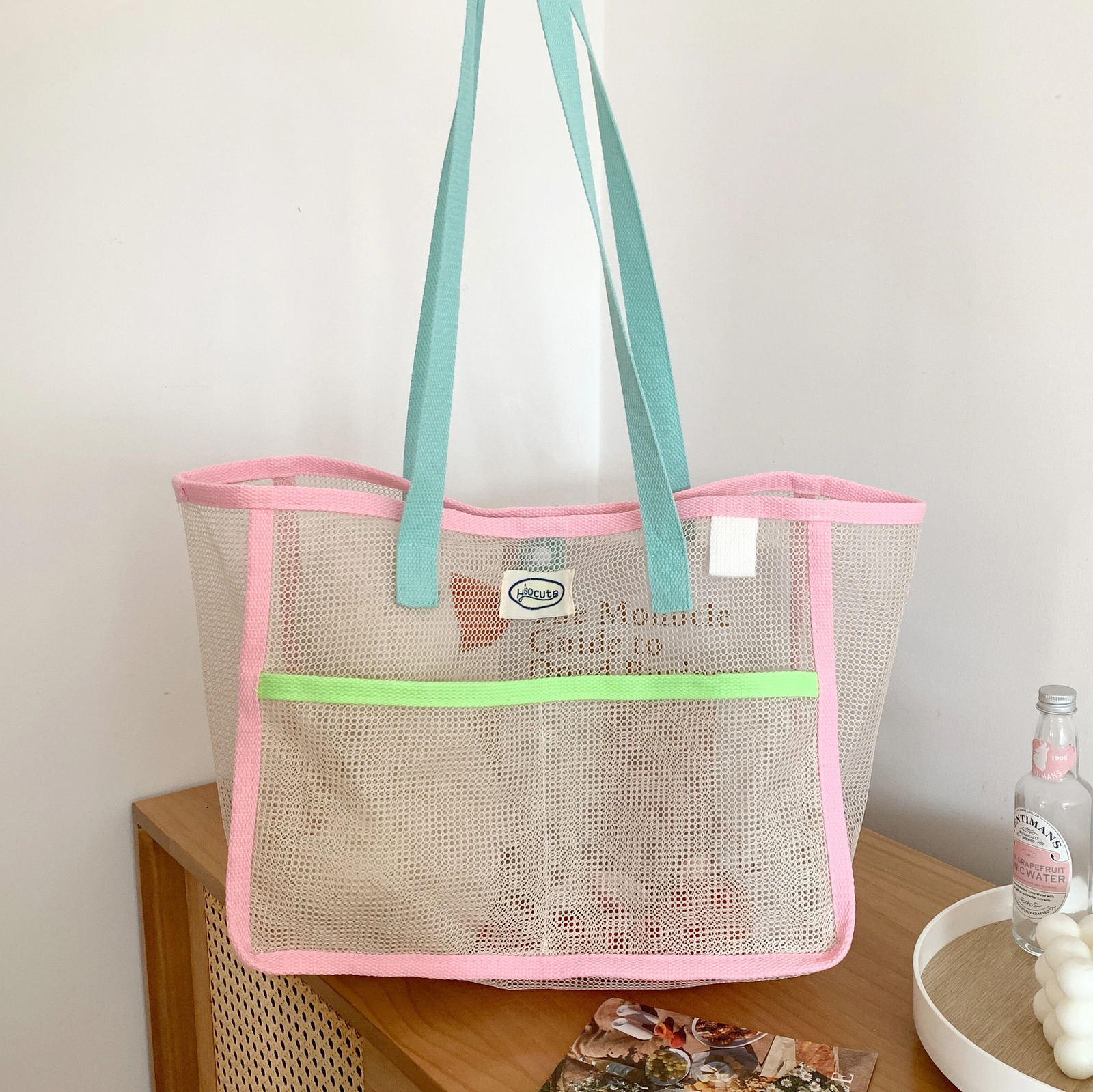 Ladies Summer Transparent Mesh Breathable Handbag Outdoor Beach Shower Handbag 250714