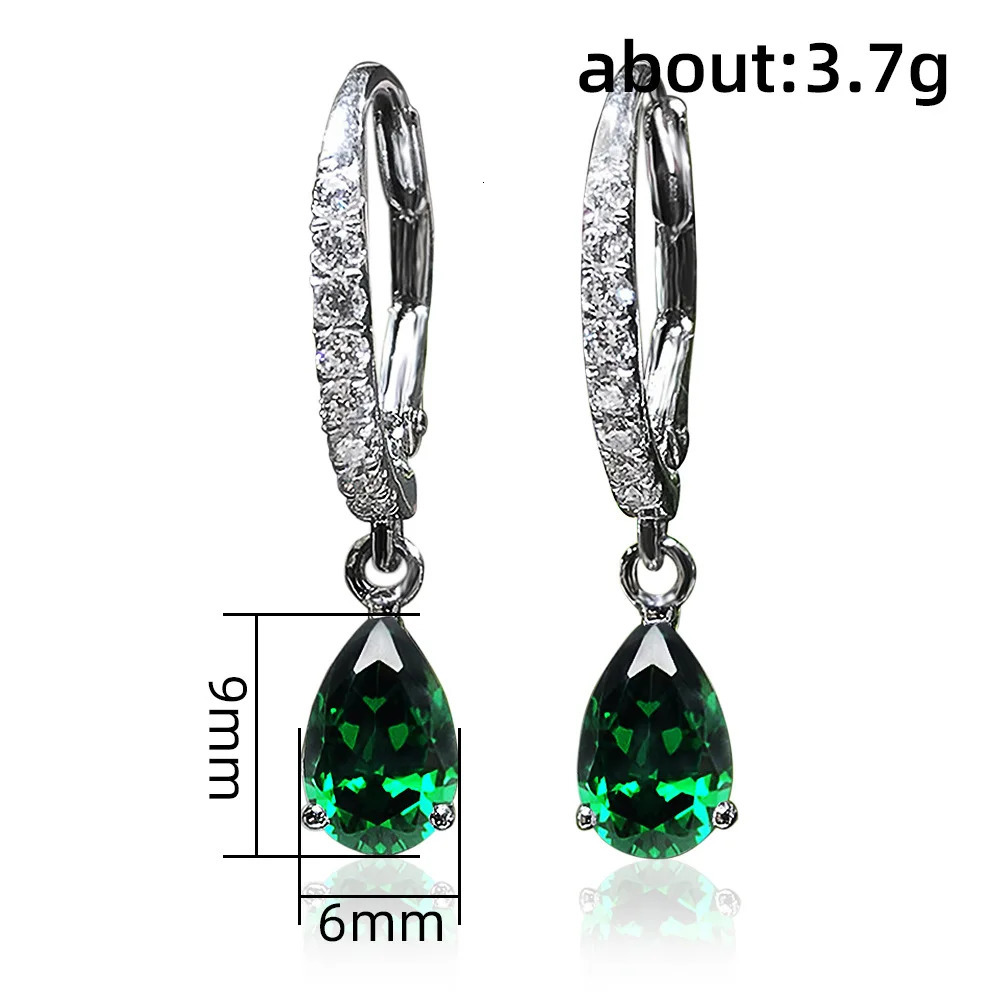 Valuable Lab Emerald Diamond Dangle Earring Jewelry 925 Sterling silver Party Wedding Drop Earrings for Women Engagement Gift250714