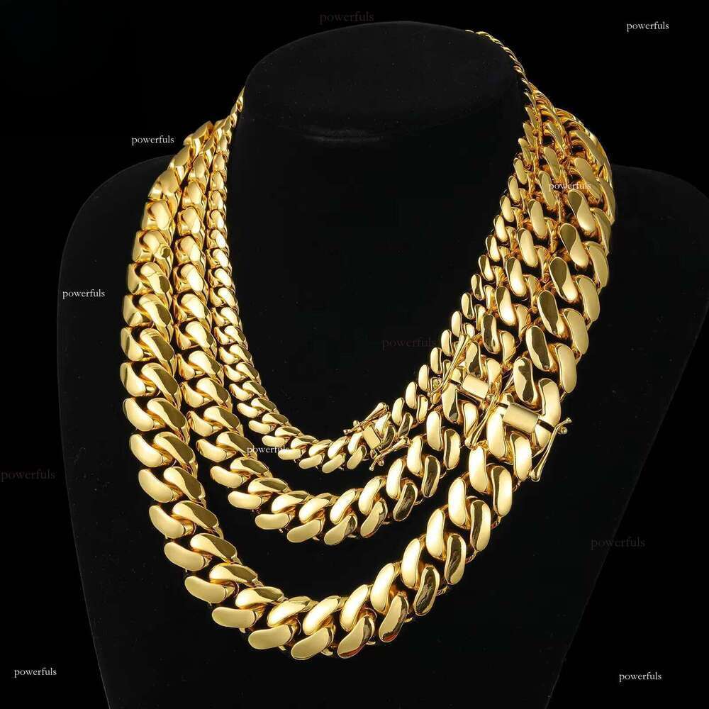 Cadena Cubana Fashion Jewelry Hip Hop Mens 10mm-22mm 14K Gold Plated Dia Cut Miami Cuban Link Chain Bracelet Necklace