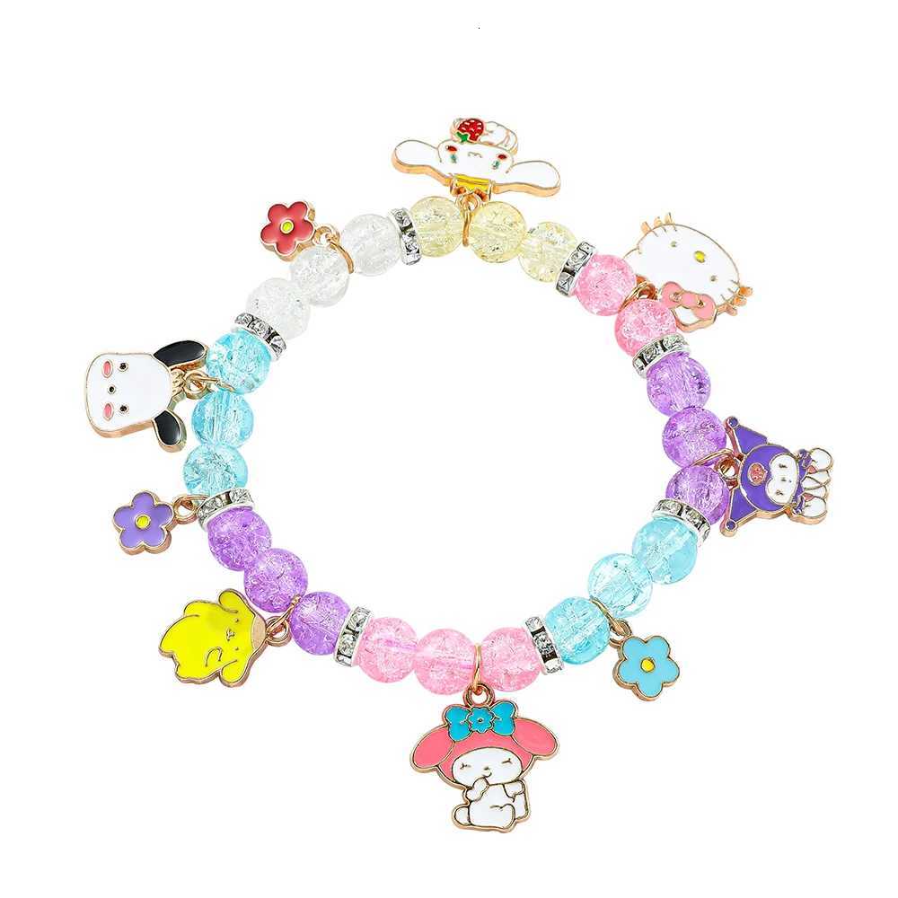 Sanrio Charms Beaded Bracelet Cartoon Kuromi Melody Cinnamon Hello Kitty Girls Bracelet Decorative Holiday Gifts w250716