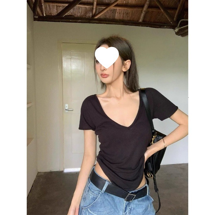 Summer New Women S T Shirt Original Tencel Fabric Thin Slightly Transparent V Neck Short Sleeve T Shirt For Women Slim Fit Casual Base Shirt New Desig