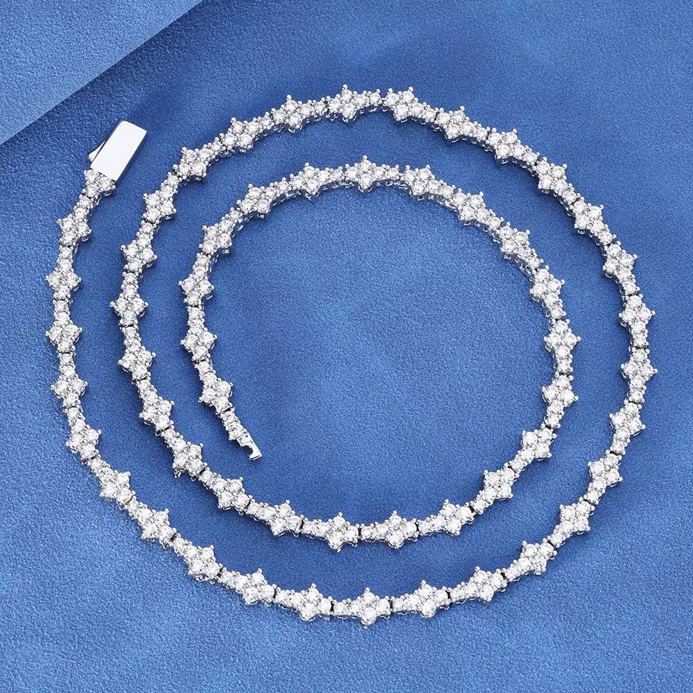 Hip-hop Jewelry 6.5mm moissanite chain Spring Fastener Tennis Chain Necklace Wholesale for Men Women