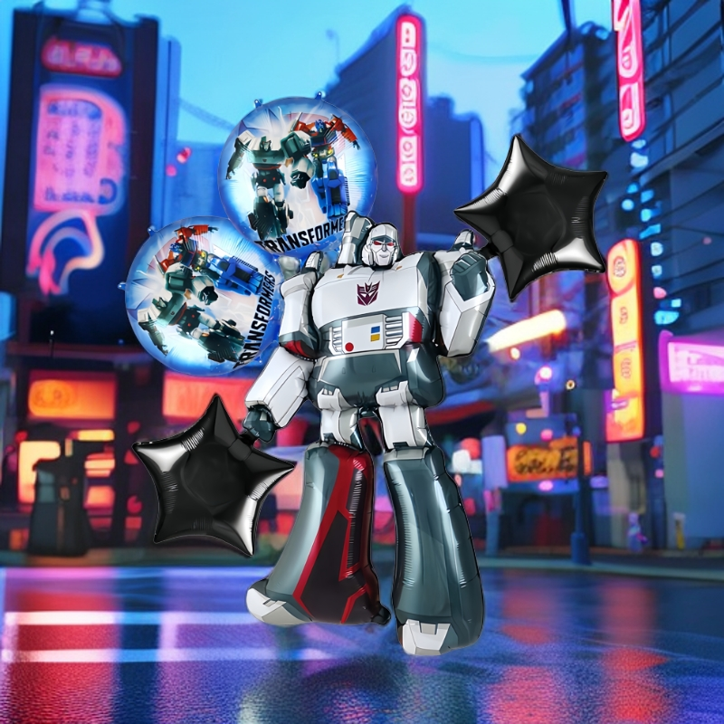 5 pieces of Transformers decorative balloons, cartoon aluminum film balloons, party supplies, atmosphere and background decoration