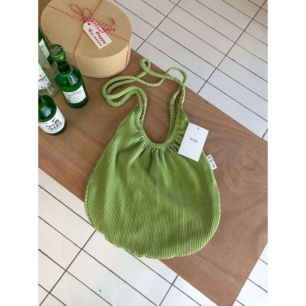 Large Capacity Pleated Tote Shopping Handbag Ruched Design Reusable Work Shoulder Bag Portable Women Summer Beach Purse